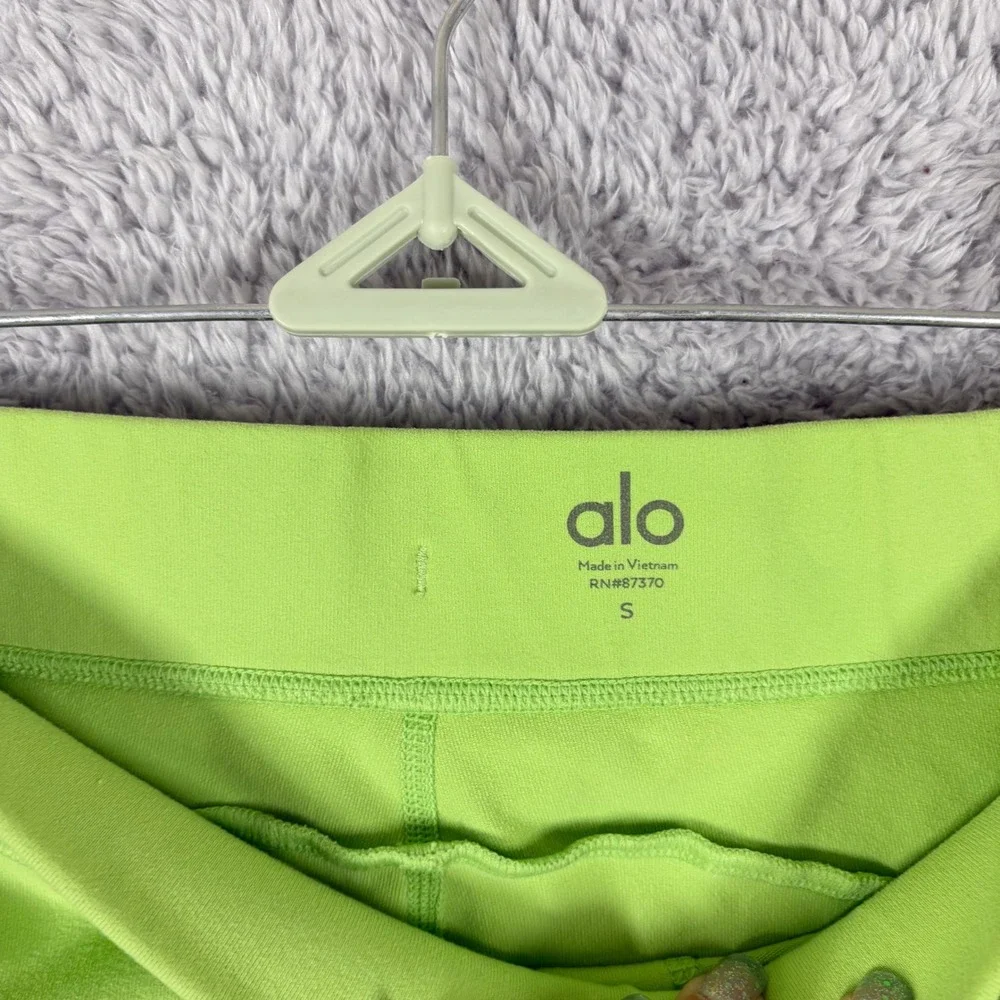 Alo Yoga 7/8 High-Waist Checkpoint Legging Size S Green Apple Pockets Drawstring